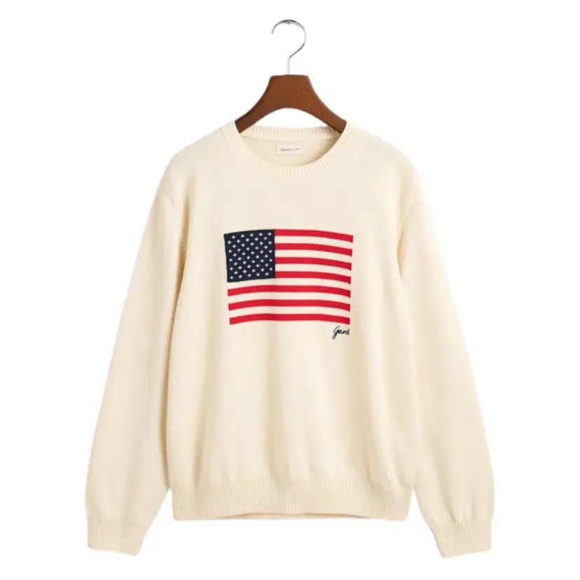 GANT Gant - Genser Flag Knit Jr C-Neck Cream