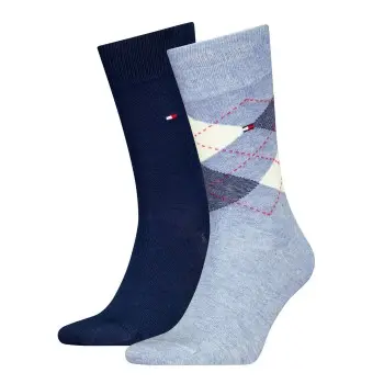 Tommy Hilfiger Tommy Hilfiger Strømper 2P Men Sock Check Blå/Lysblå Str 47/49 Herre