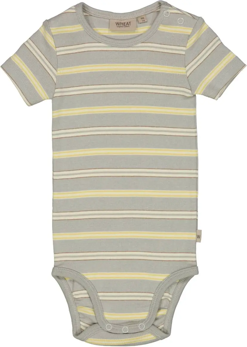 Wheat Wheat Body Plain Kortermet Morning Mist Stripe (62 / 3 mnd)