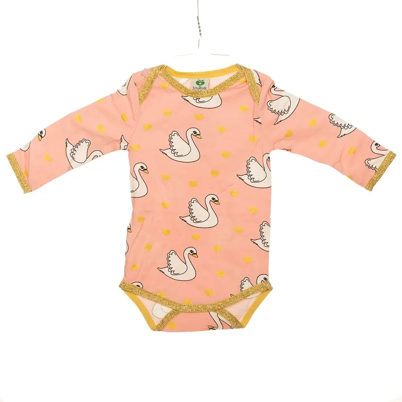 Småfolk Småfolk, Body svane rosa med glitter gullkant