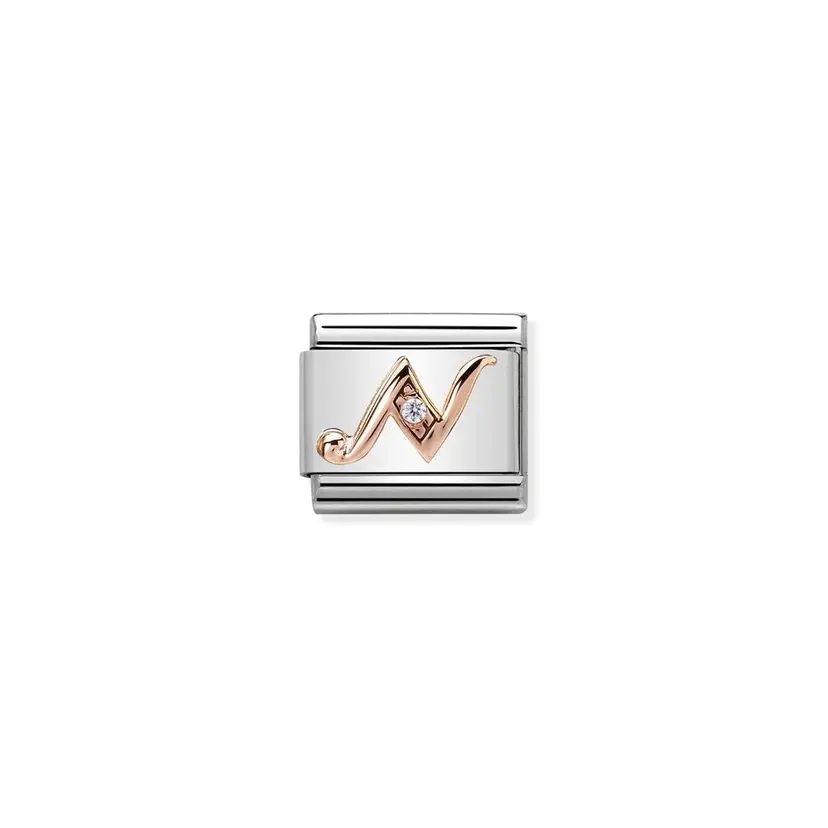Nomination Letter N w/ Cubic Zirconia Rose Gold