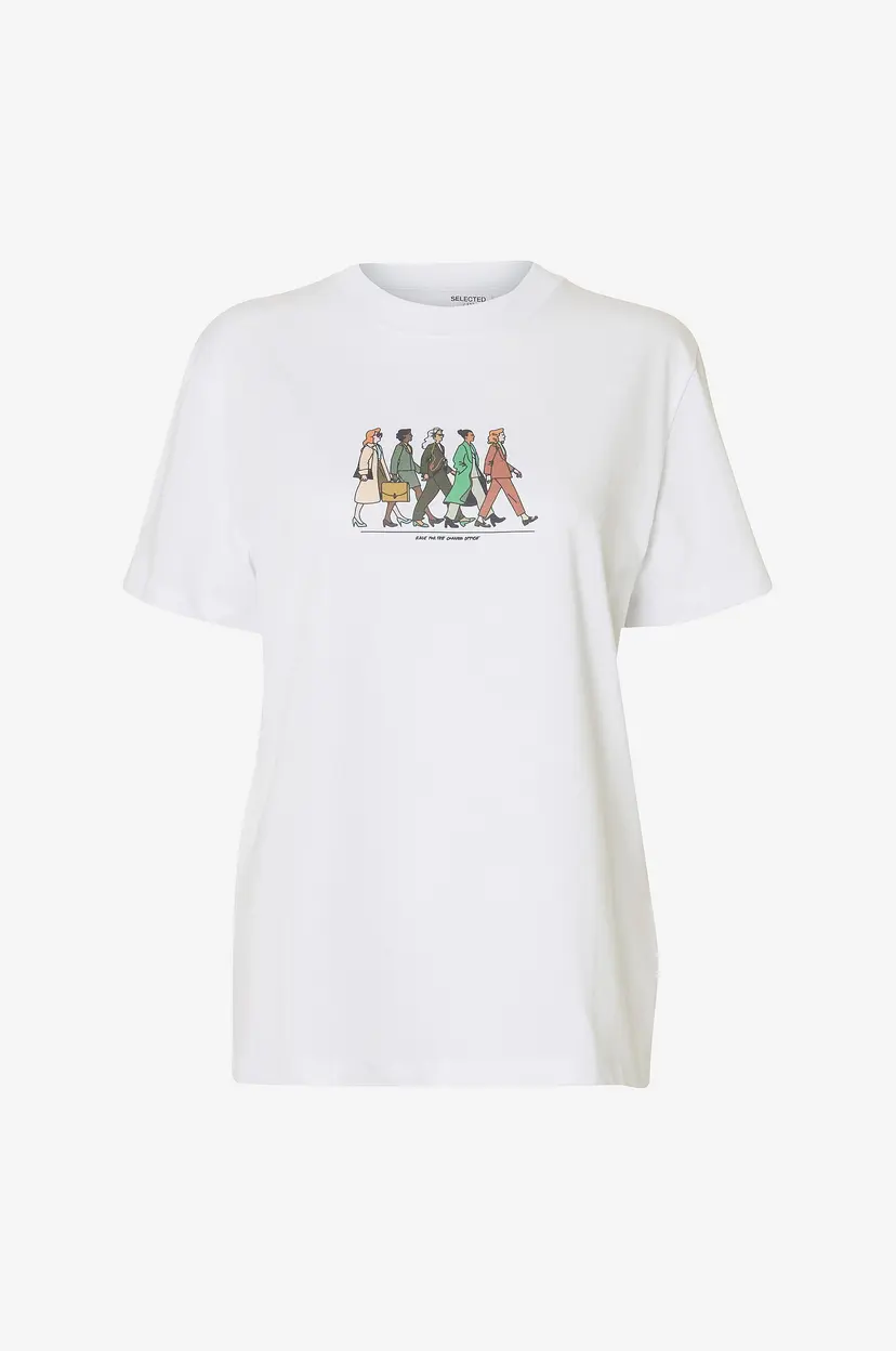 Selected Women T-skjorte slfColwoman SS License - Hvit