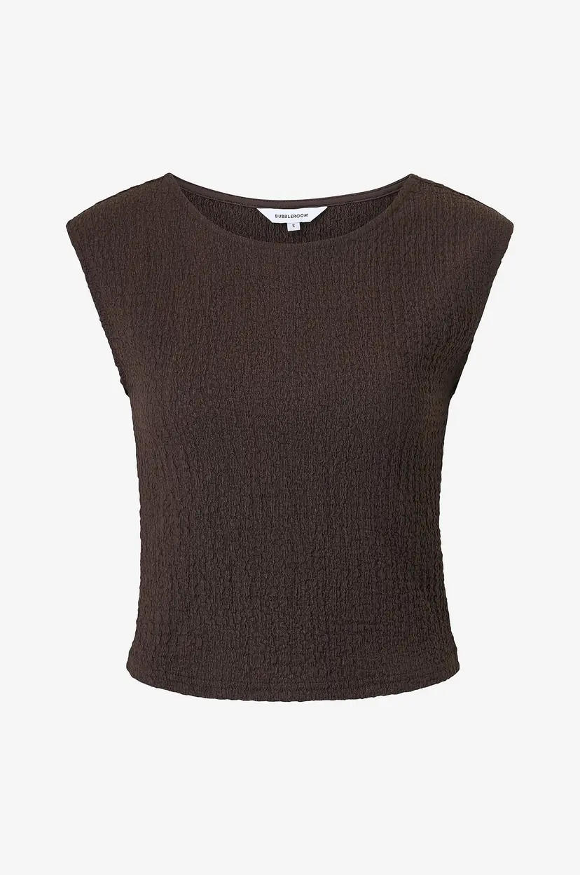 Bubbleroom Topp Structure Cap Sleeve - Brun