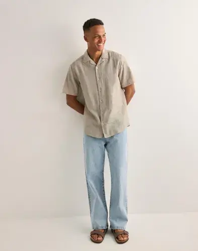 Only & Sons Only & Sons Onscaiden Life Ss Solid Resort Line Linskjorter Beige