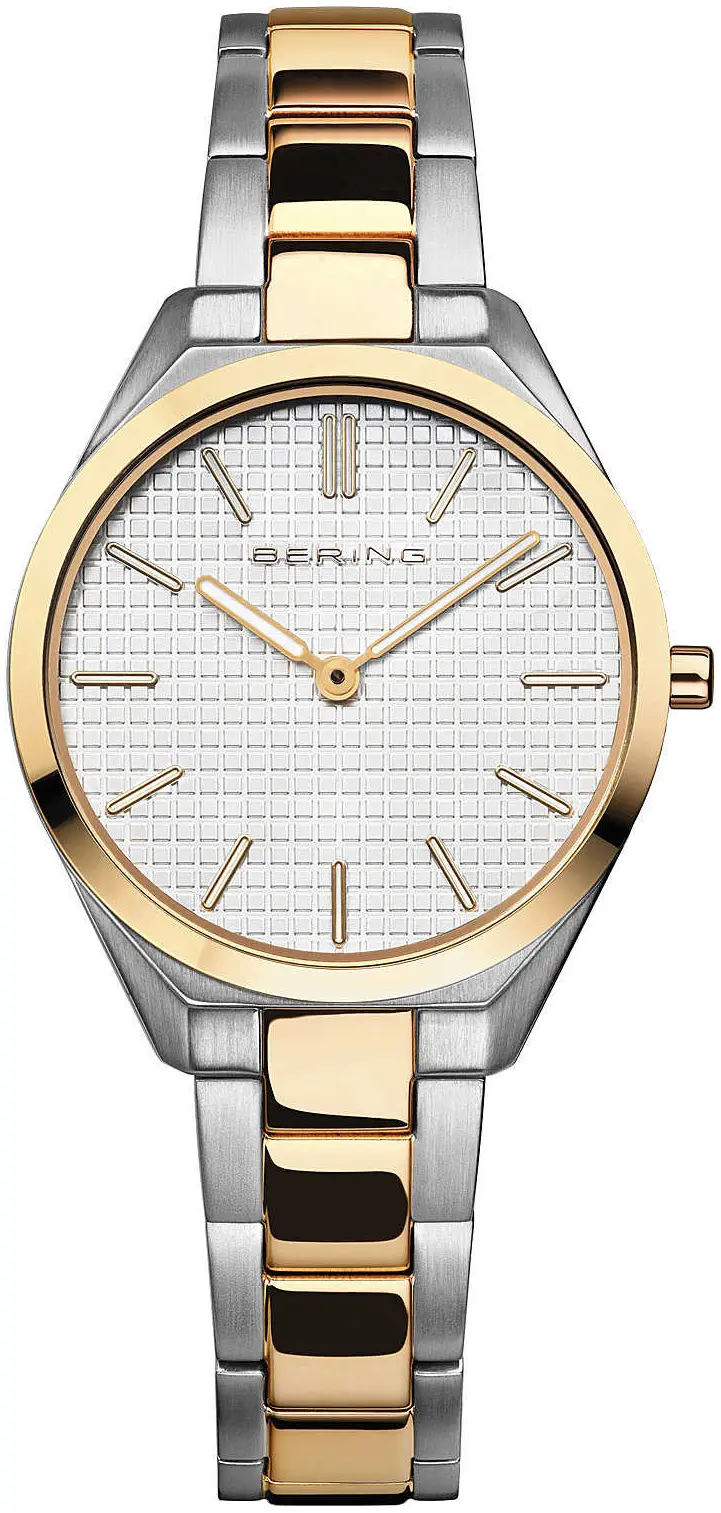 BERING Bering Dameklokke 17231-704 Ultra Slim Hvit/Gulltonet stål Ø31 mm