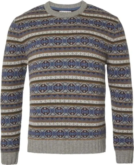 Chevalier Chevalier Moss Wool Sweater Men Stone Grey Jaquard