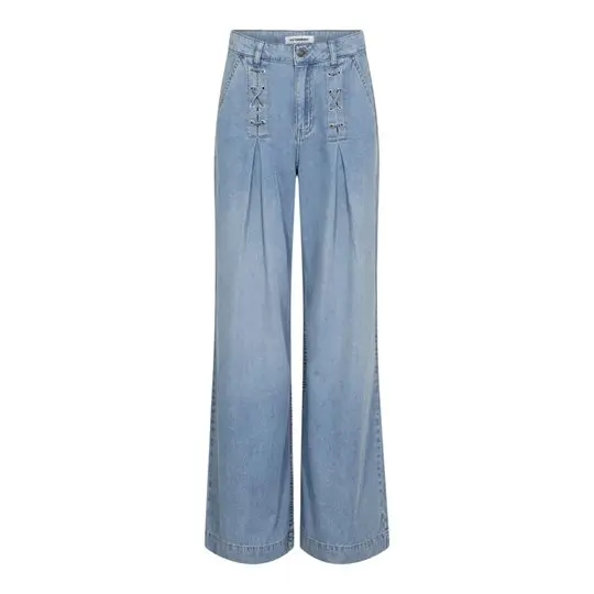 Co Couture Co' Couture - Cindy Eyelet Wide Jeans - Fade Denim