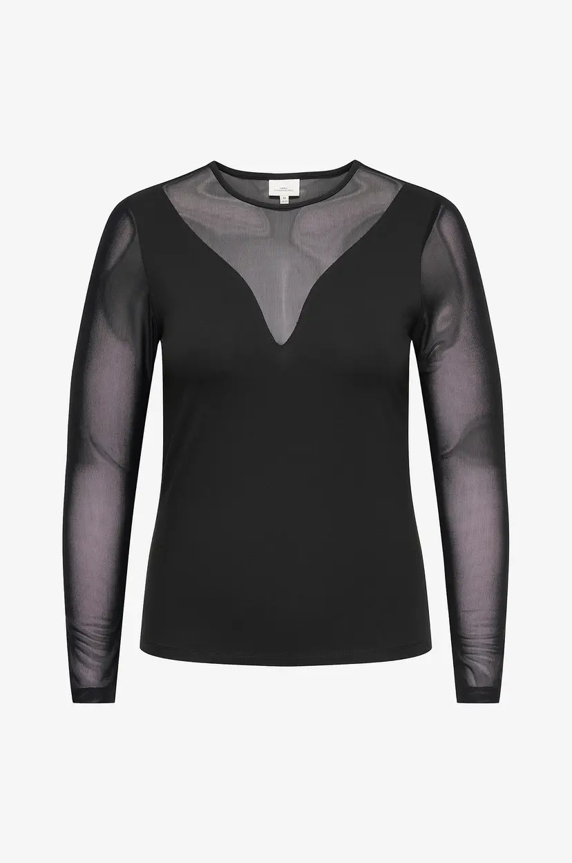 Only Carmakoma Topp Carlivelove Ls Mix Bodytop Jrs - Svart
