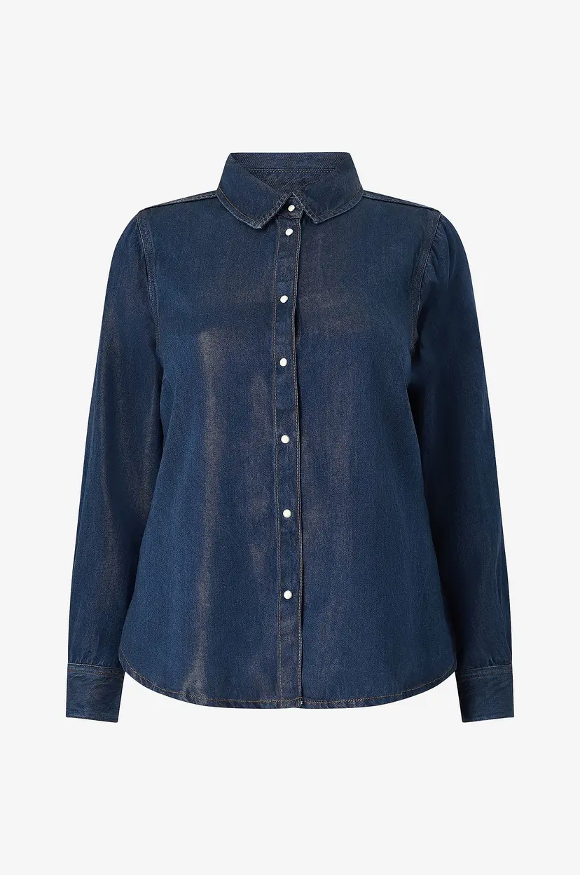 Zizzi Skjorte Jthilde, L/S, Shirt - Blå