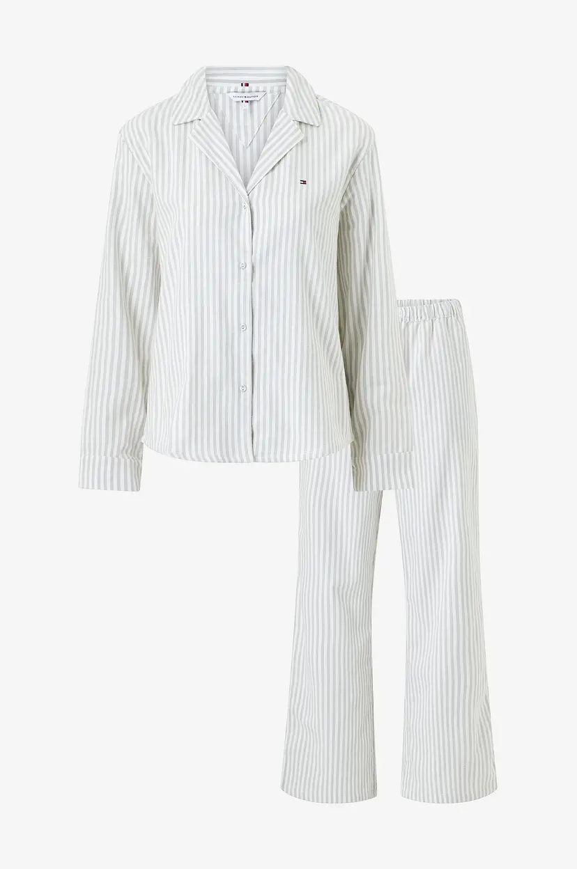 Tommy Hilfiger Pysjsett Ls Shirt Flannel Pants Pj Set - Grå