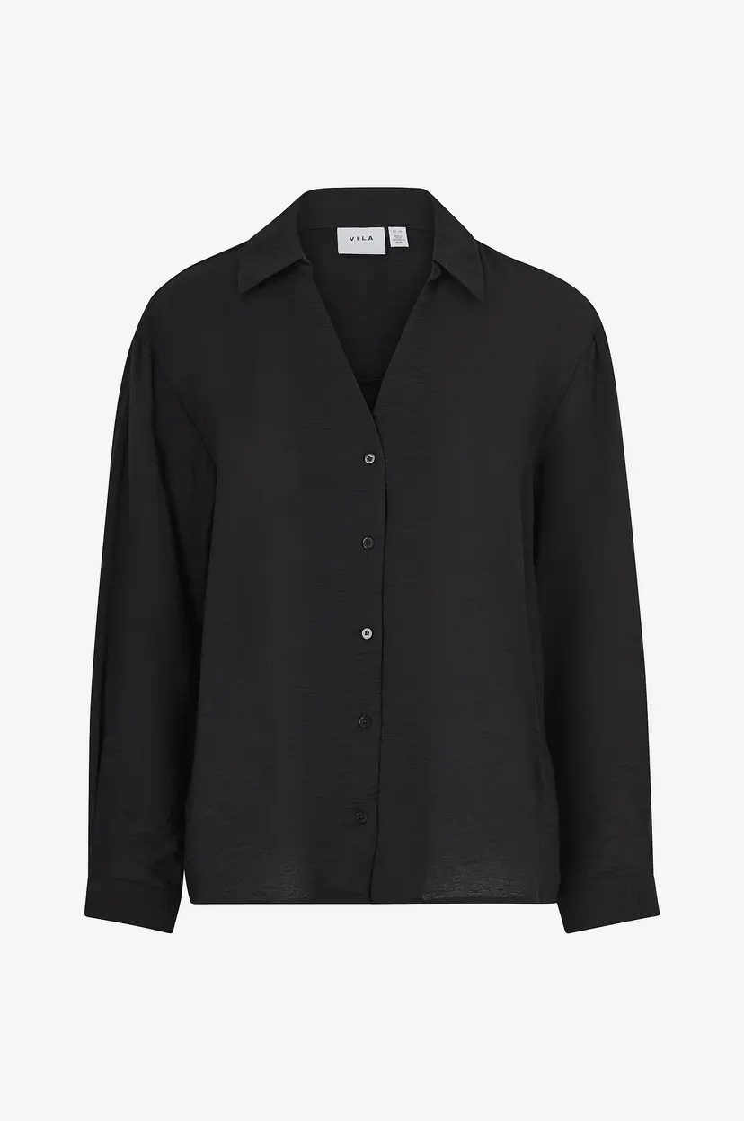 Vila Bluse viDomira V-neck L/S Shirt - Svart