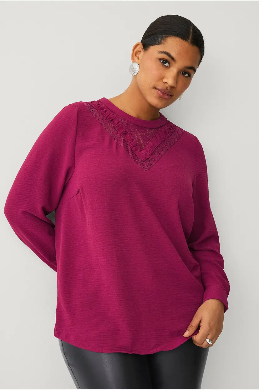Zizzi Bluse vKamma L/S Blouse - Rosa