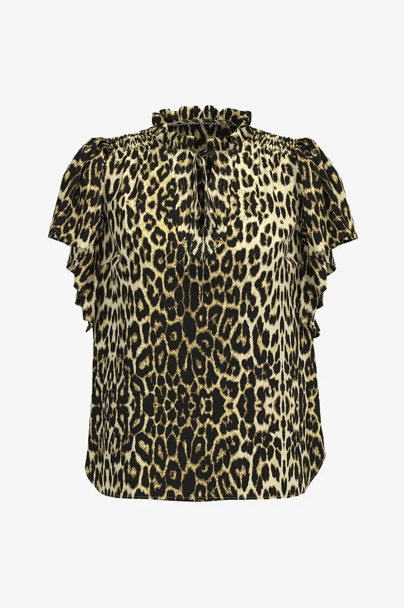Co'couture Bluse LeoCC SS Frill Top - Beige