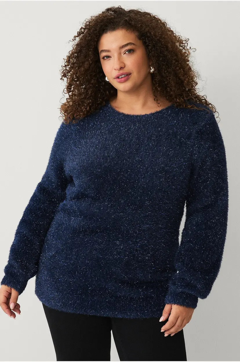 Zizzi Genser mLuna L/S Pullover - Blå