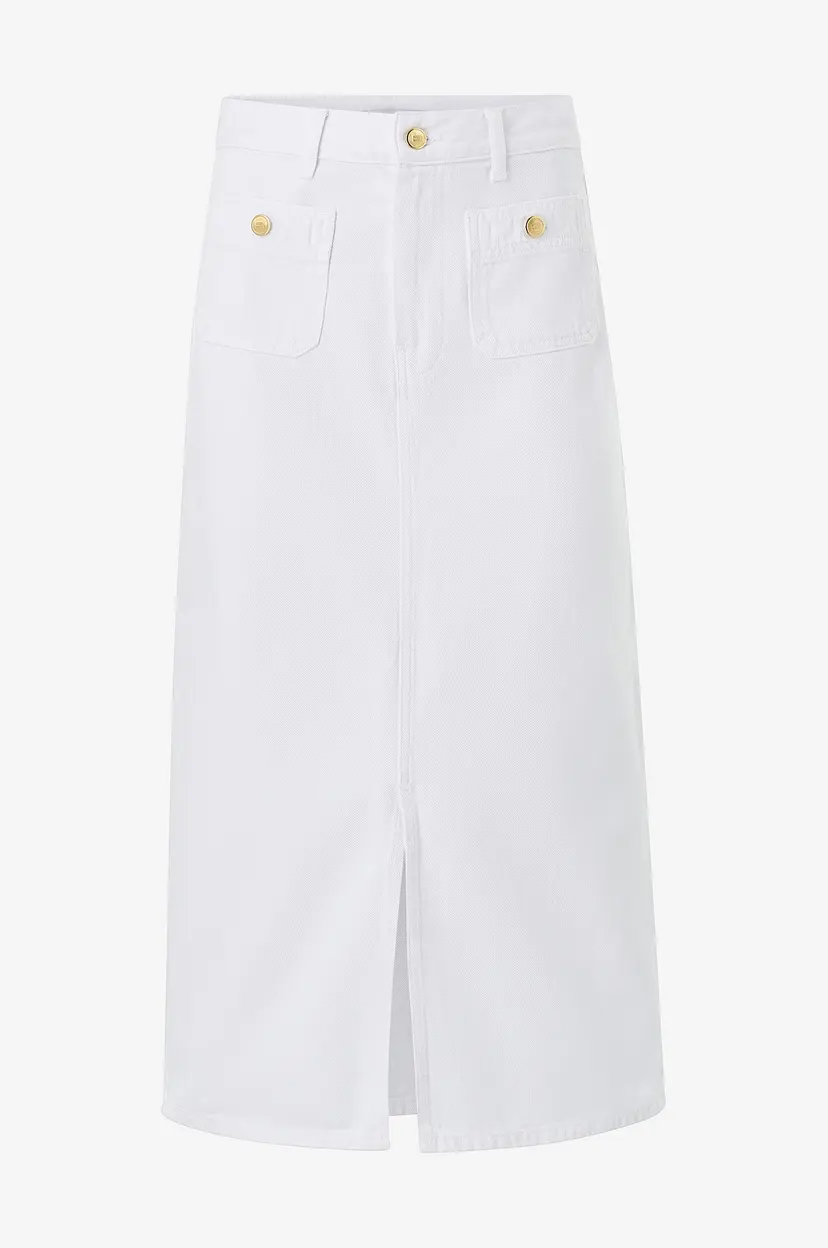 Tommy Hilfiger Denim skjørt Dnm White Midi Straight Skirt HW - Hvit