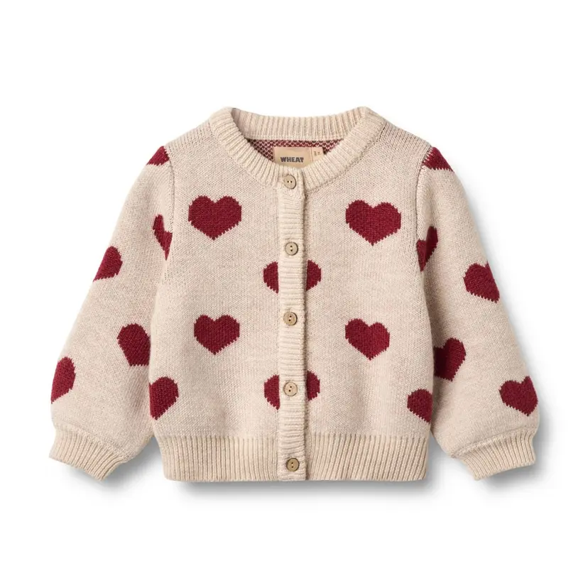 Wheat Wheat, Jacquard Cardigan Hearts baby, offwhite melange