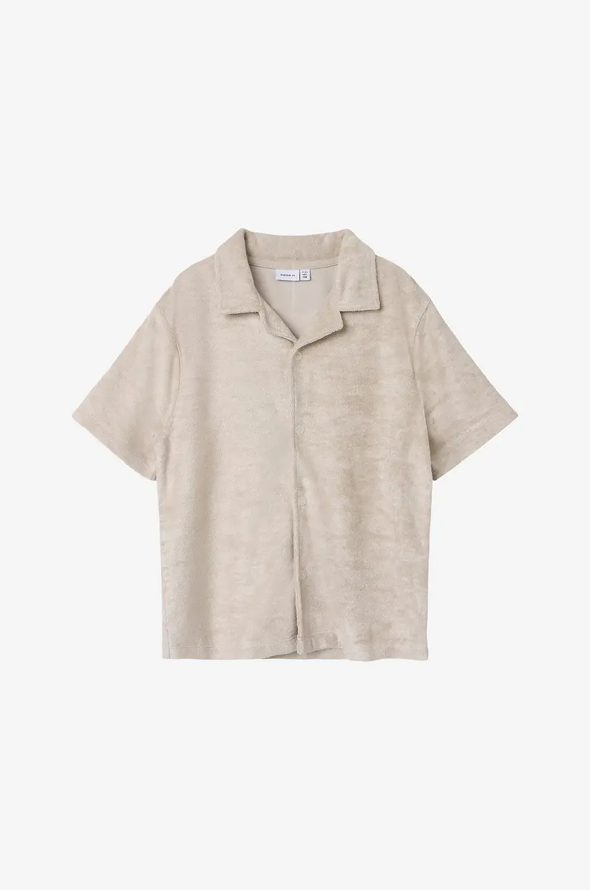 NAME IT Skjorte nkmFredy Nreg Terry SS Shirt - Beige