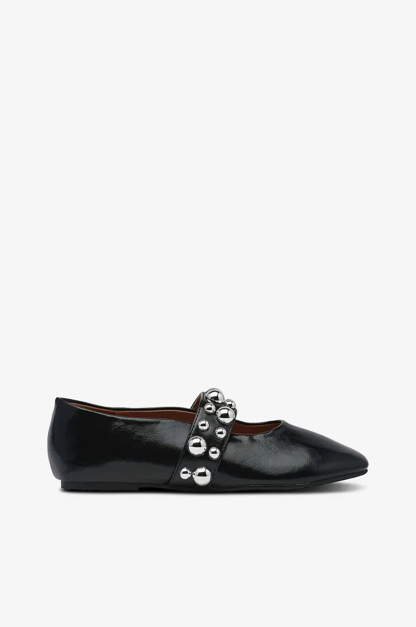 Bianco Ballerinasko Bialuna Studded Ballet Flat Faux Leather - Svart