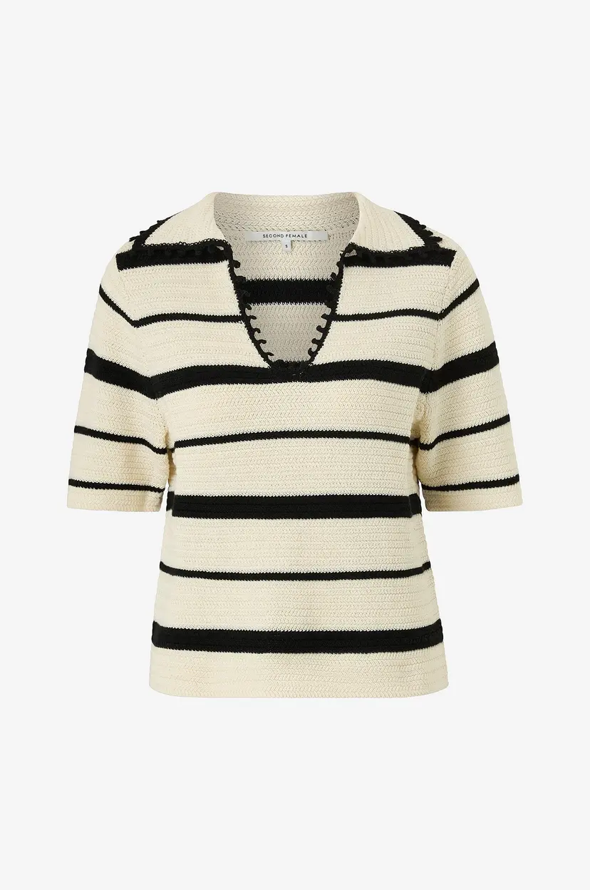 Second Female Topp Susi Knit Collar - Natur