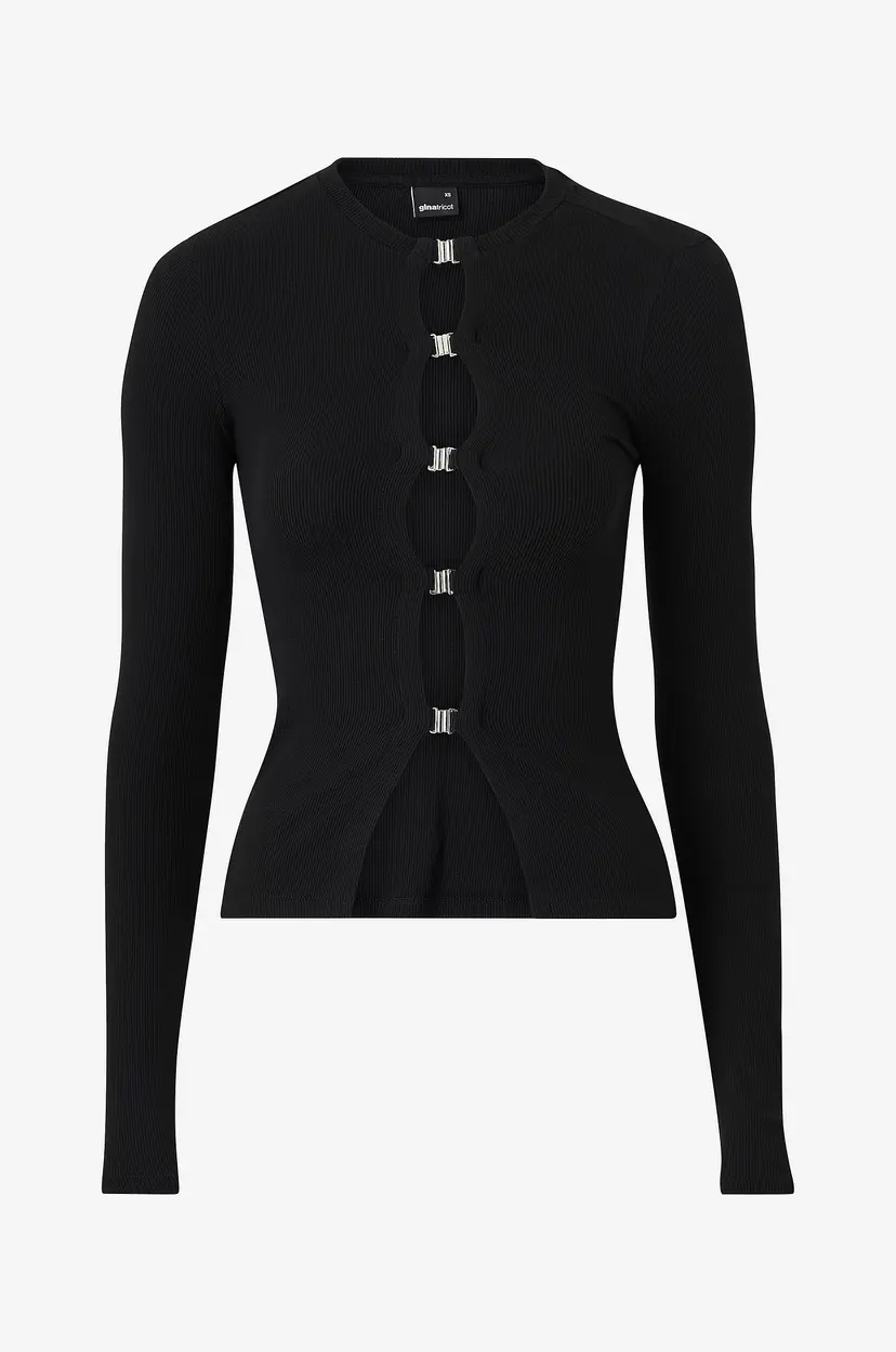 Gina Tricot Topp Rib Buckle - Svart