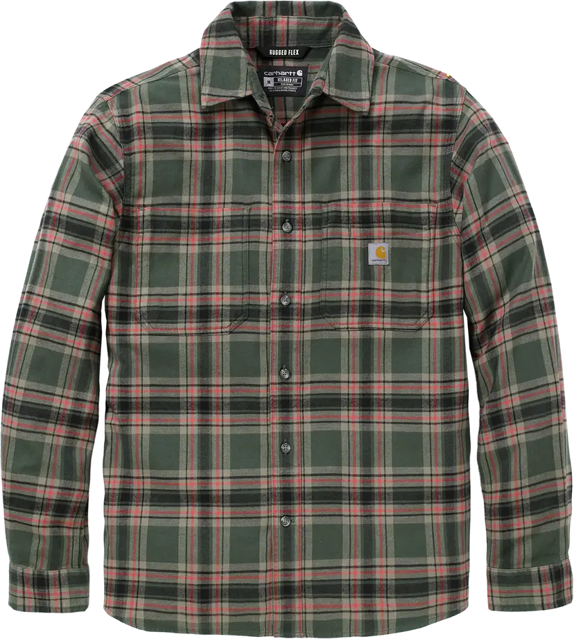 Carhartt Carhartt Men's Hamilton Relaxed Ls Plaid Shirt Forestry Green/amber Terrain
