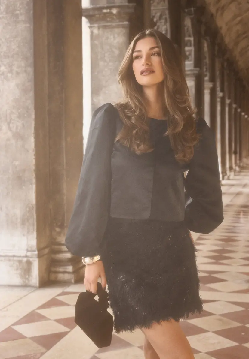 Bubbleroom Round Neck Puff Sleeve Blouse