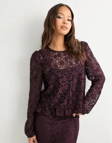 Vero Moda Vero Moda - Rød - Vmmeta Lace Ls Top Wvn Ga