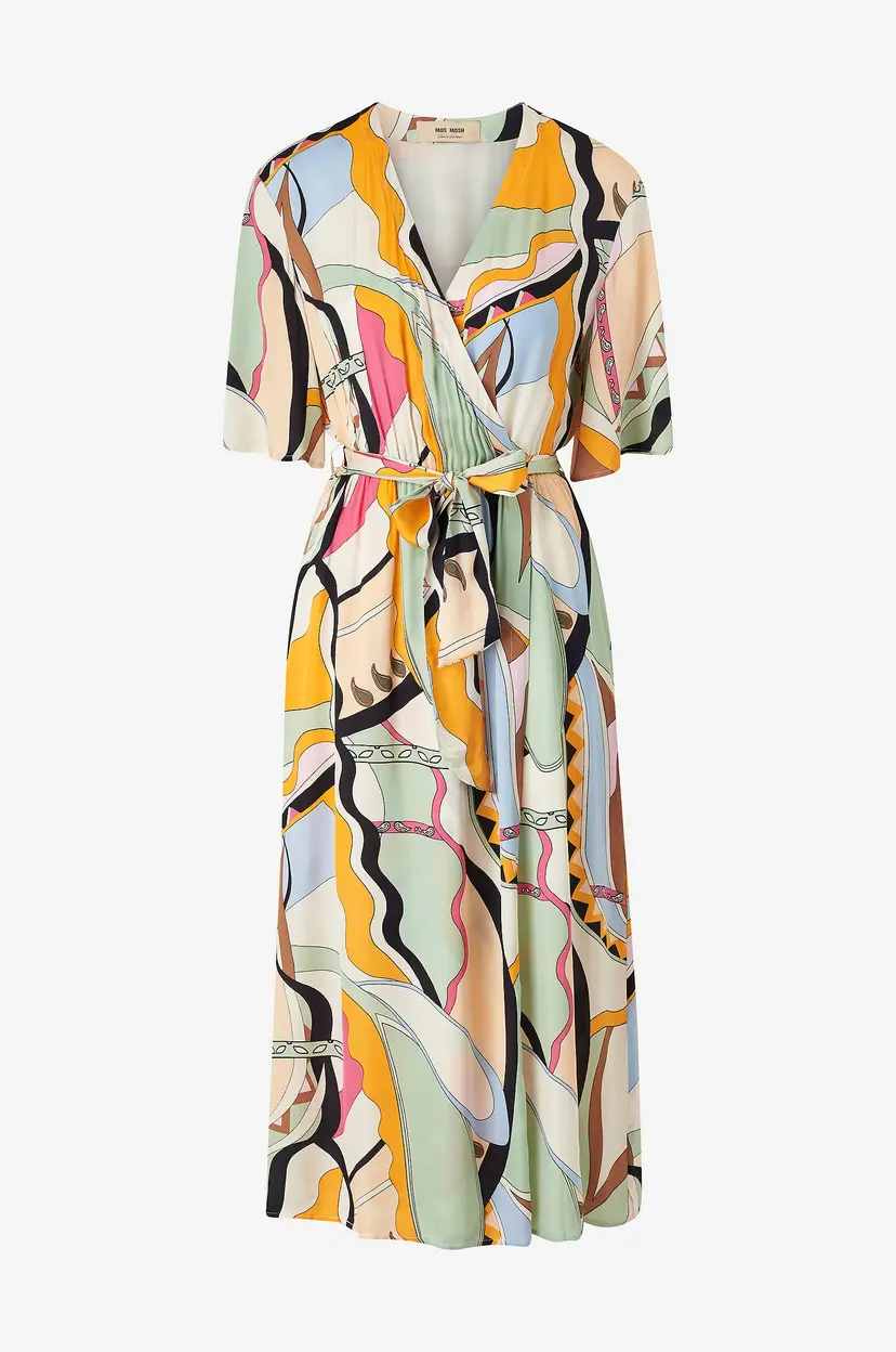 Mos Mosh Kjole mmKella Pictus Wrap Dress - Grønn