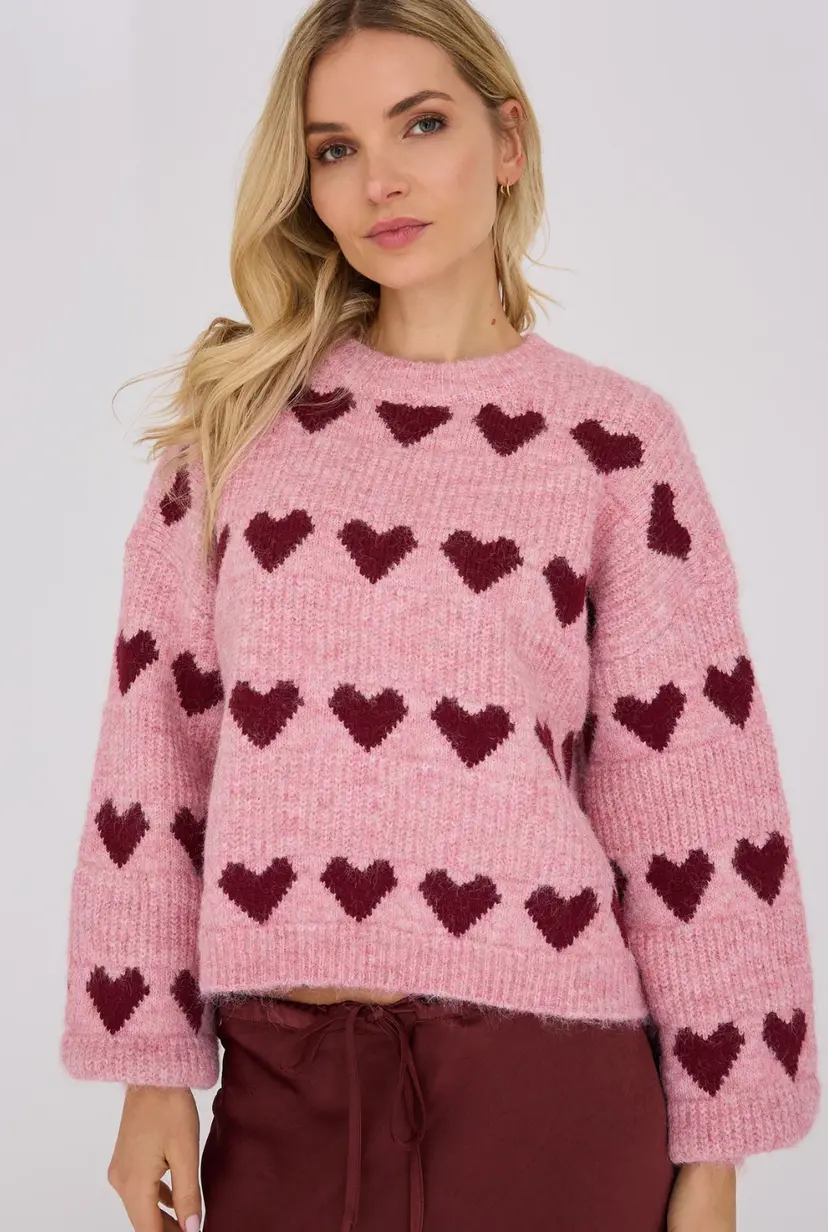 A-View Heart Knit Pullover