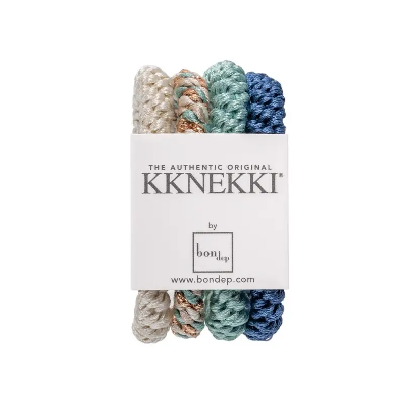 Kknekki Kknekki - Hårstrikk 4 pk Bundle 13 Gull mix/ Sjøgrønn/ Blå