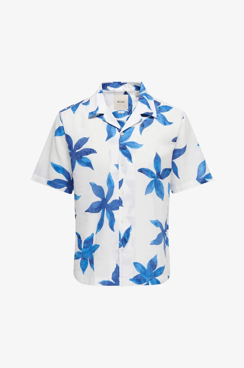 Only & Sons Skjorte onsCaiden Reg Fit Aop Linen Blend - Hvit