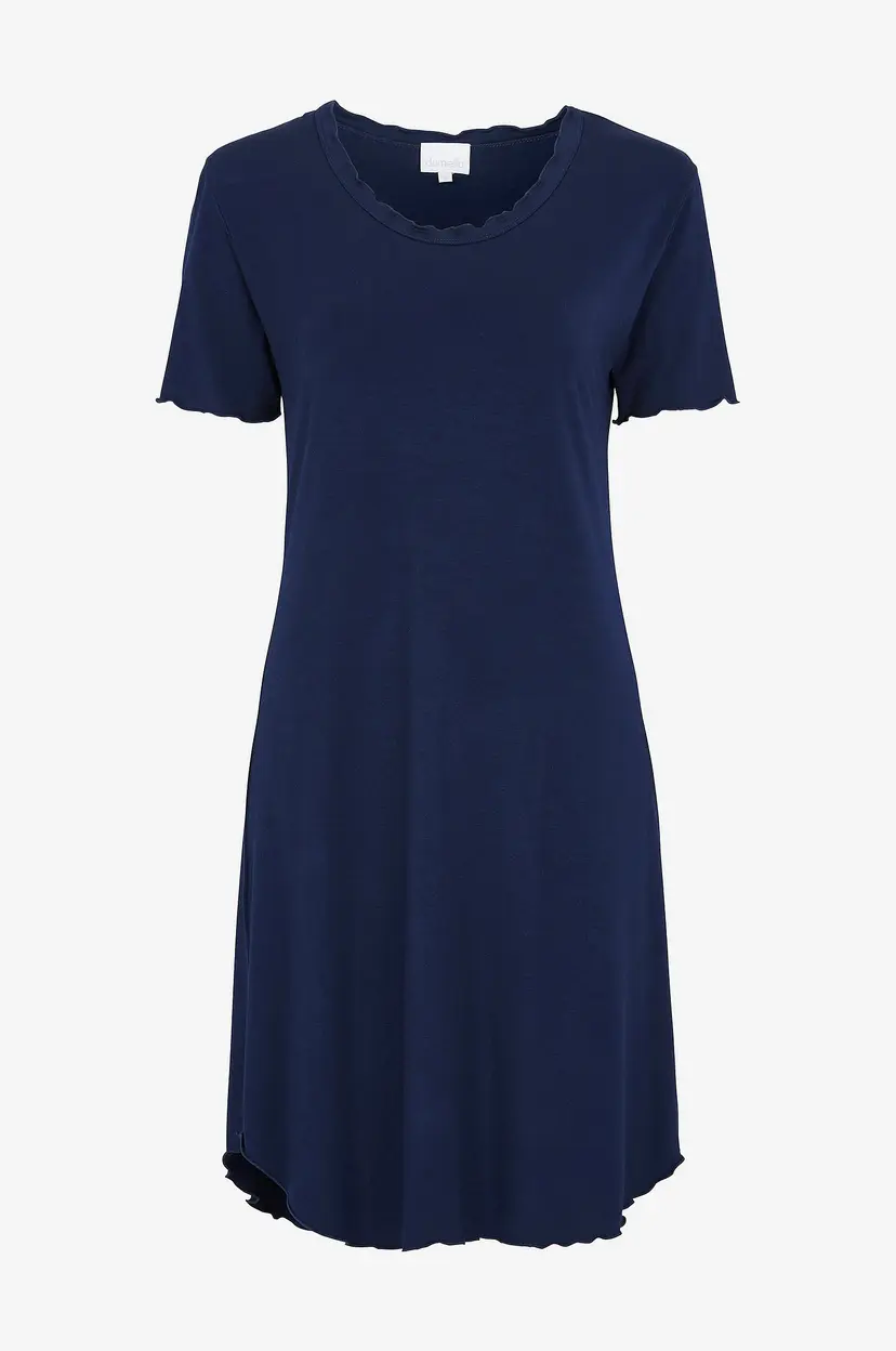 Damella Nattkjole Short Sleeve i bambusviskose - Blå