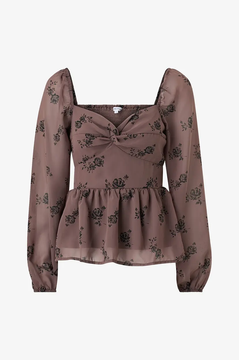 Bubbleroom Bluse Twist Detail - Brun