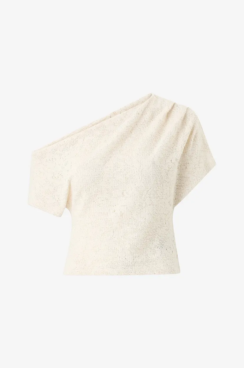 Gina Tricot Topp Lace Dropped Shoulder - Natur