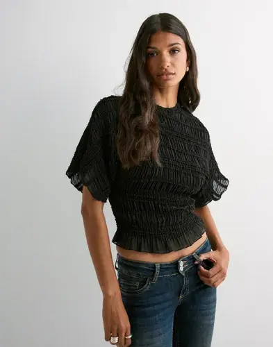 Nelly Nelly - Svart - Frill Turtleneck Blouse