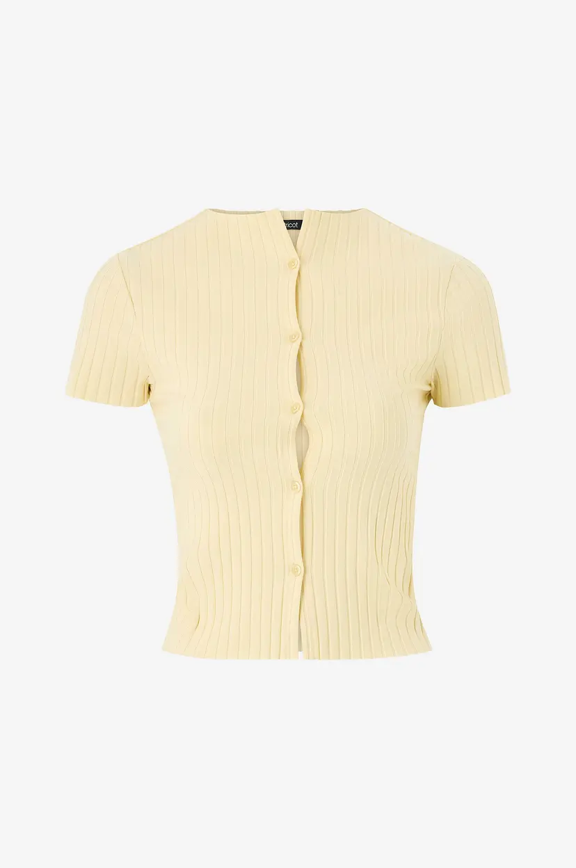 Gina Tricot Topp Rib Button - Gul
