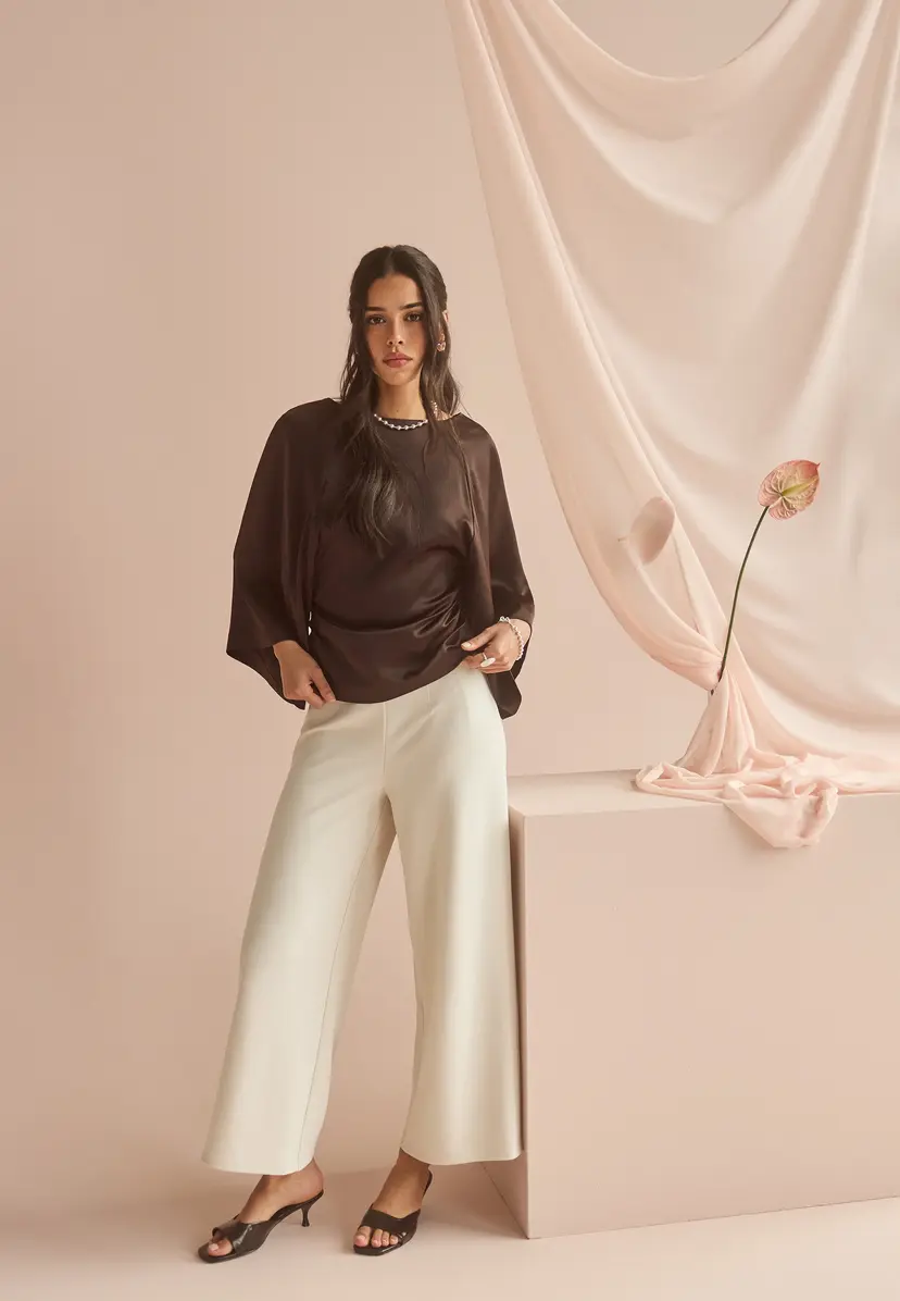 Bubbleroom High Wide Cropped Trousers