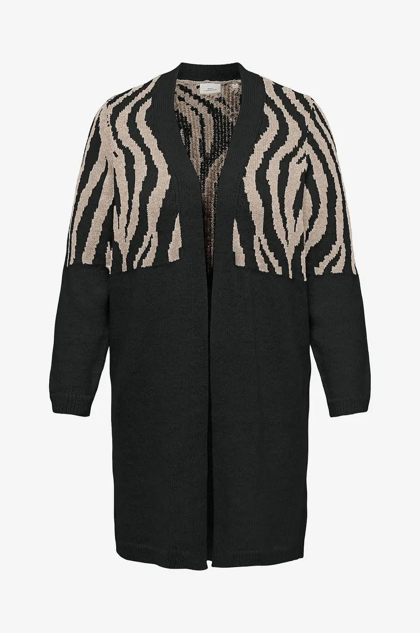 Only Carmakoma Kardigan carJade Zebra L/S - Svart