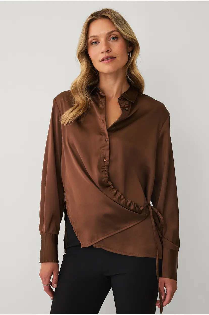 Ellos Collection Skjorte med snøring - Brun