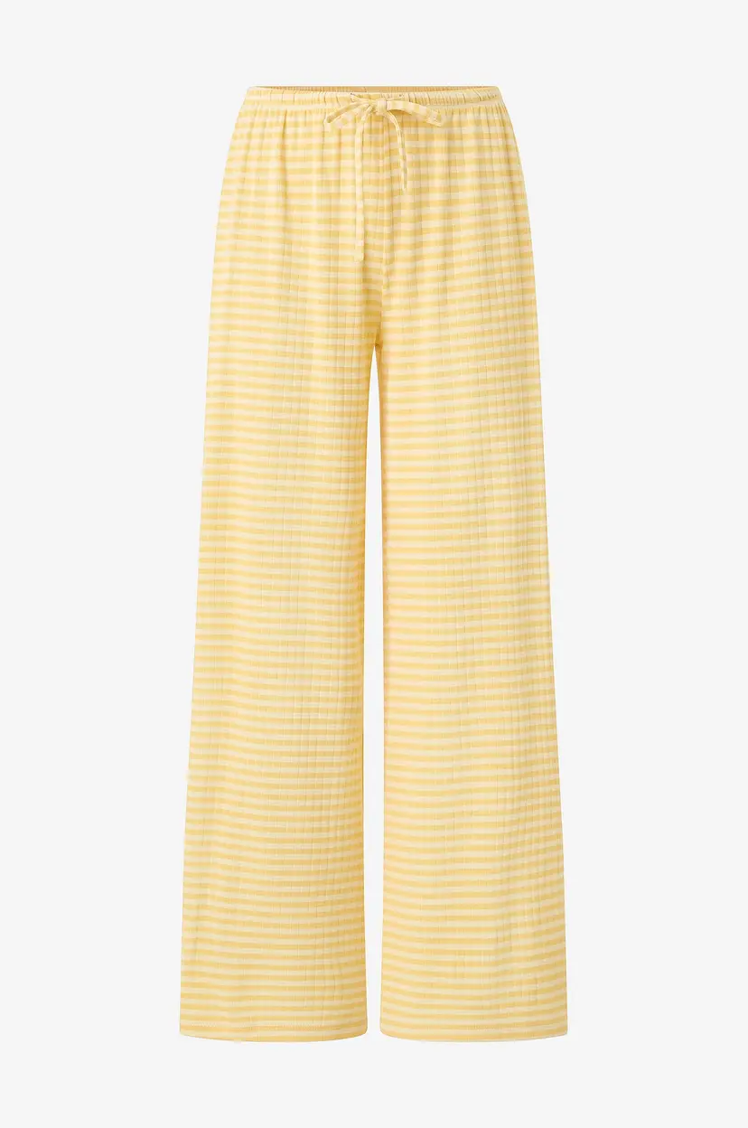 Gina Tricot Bukser Striped Soft Trousers - Gul