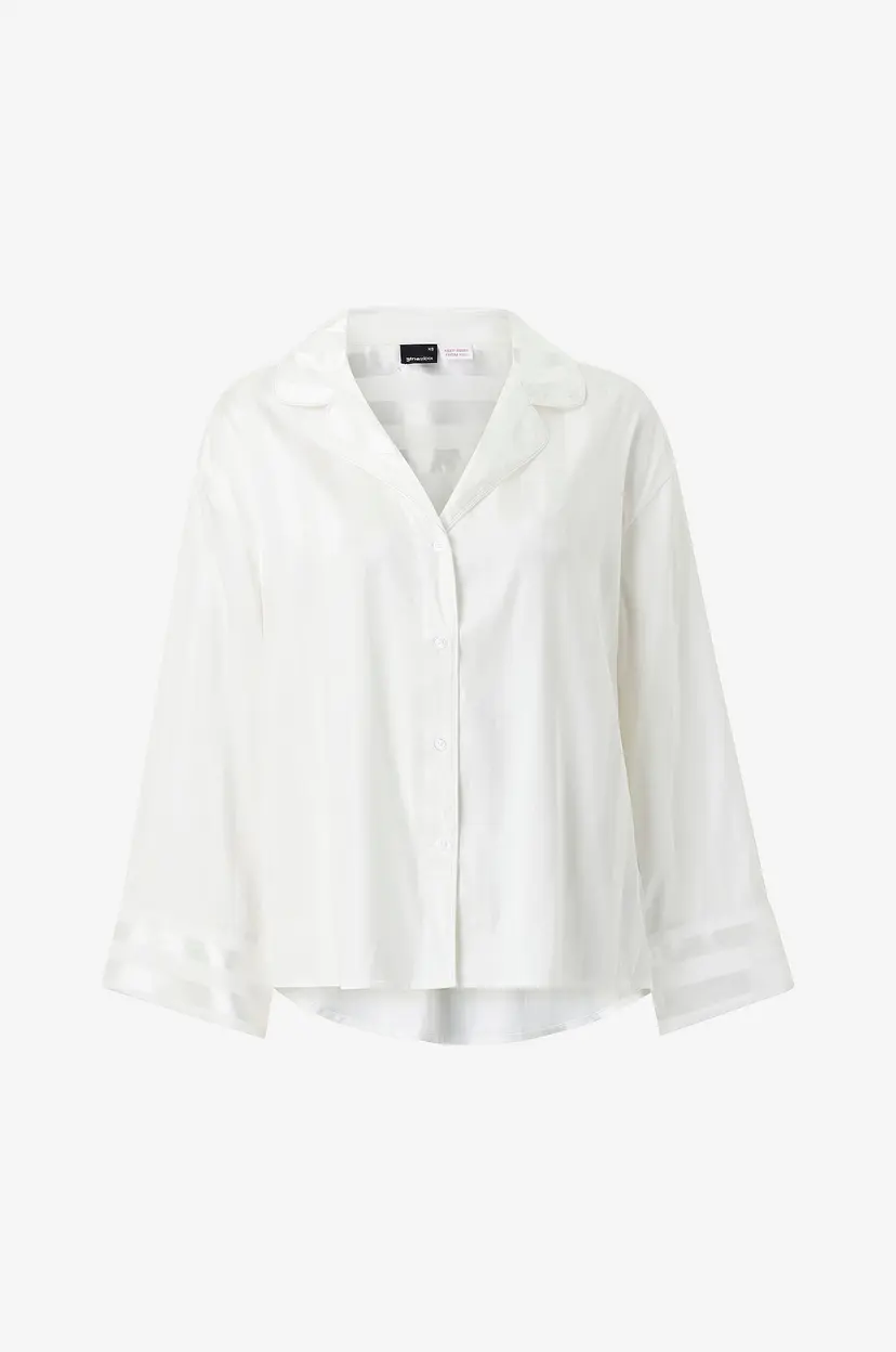 Gina Tricot Pysjamasskjorte Satin Striped Shirt - Hvit