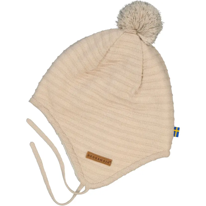Geggamoja Stickad Hjälmmössa Beige - 48/50