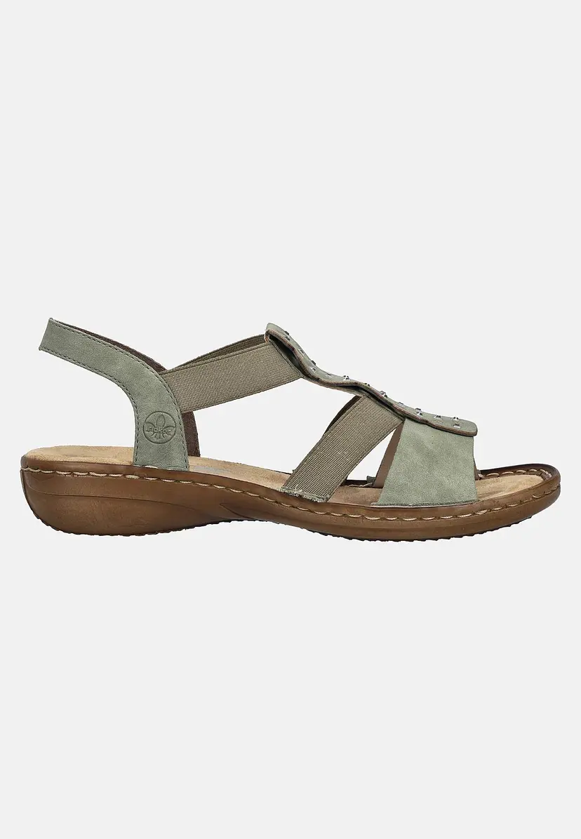 Rieker Sandal med strass og elastiske stropper