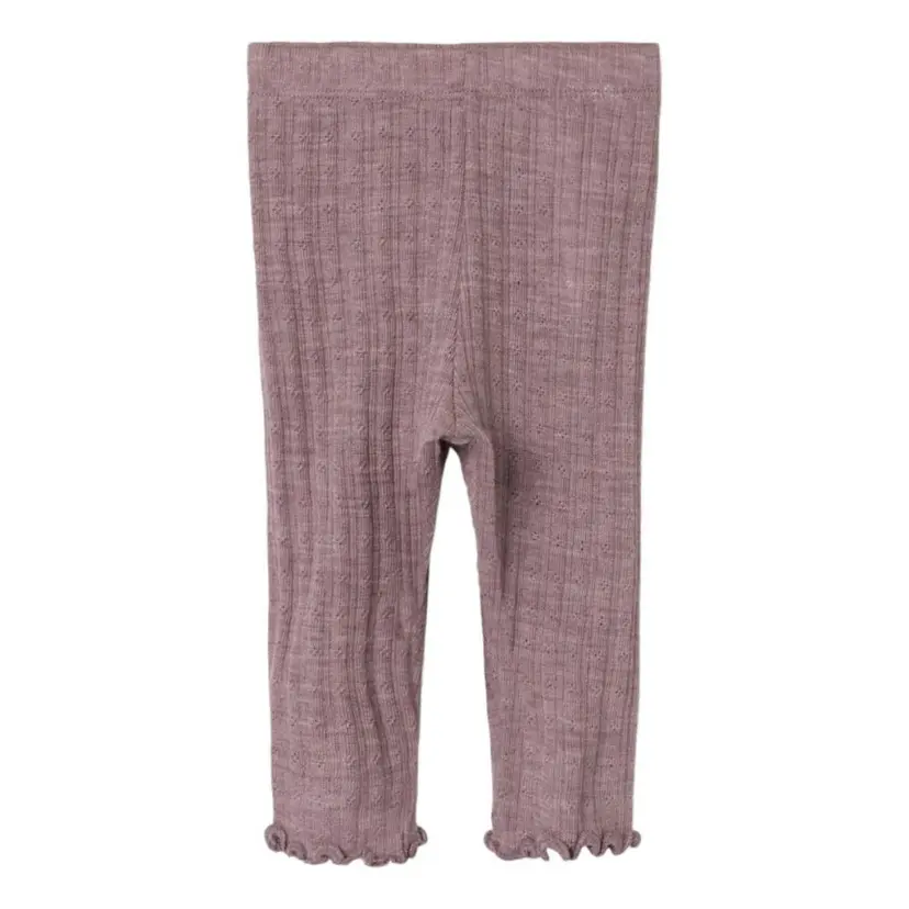 NAME IT Name It - Leggings i Ull og Silke Baby Rib Wossa Purple Dove