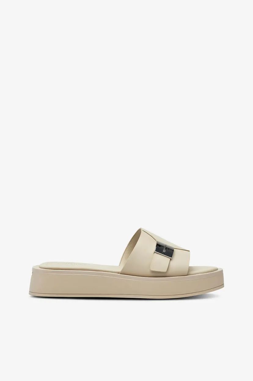 Calvin Klein Sandaler Flatform Slide W/CK HW - Beige