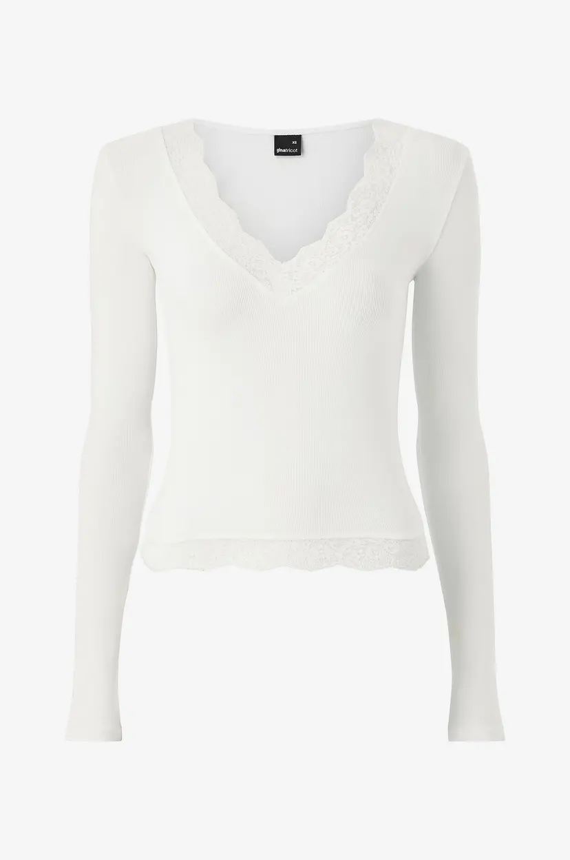 Gina Tricot Topp Lace Detail - Hvit