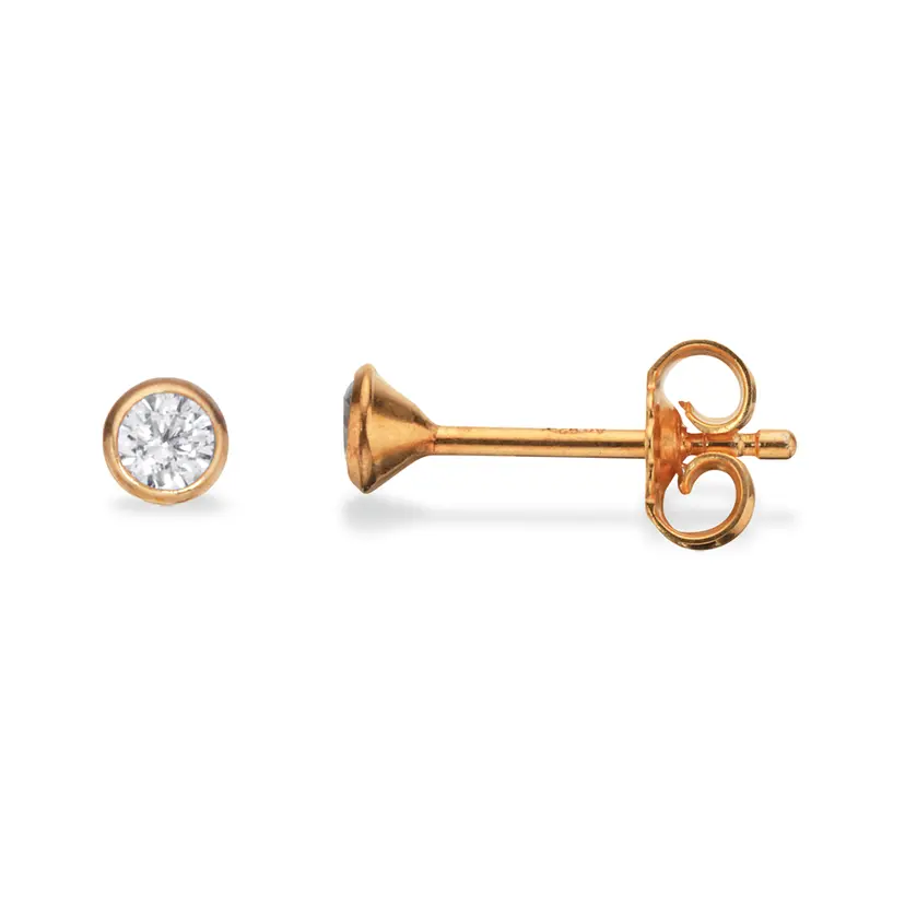 Scrouples Scrouples - Sølv forgyldte øreringe med zirkonia, 3mm - 112032fgs