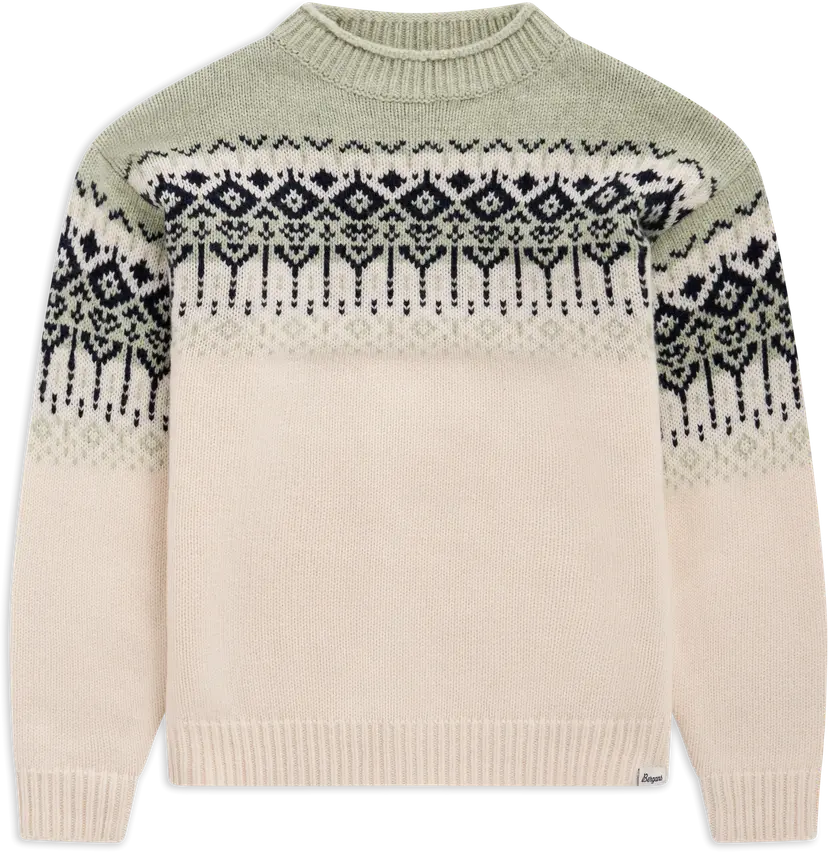 Bergans Bergans Men´s Steiro Knitted Wool Jumper Creme/light Green Mud/dark Navy