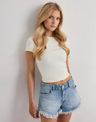 Nelly Nelly - Blå - Fringe Jeans Shorts