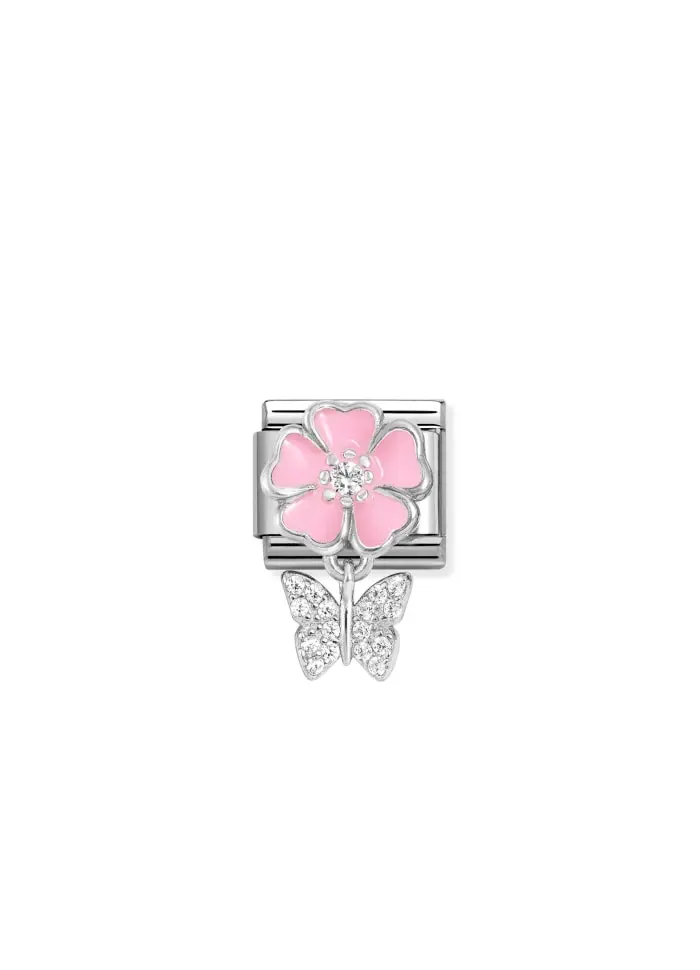 Nomination Pink Flower With Butterfly